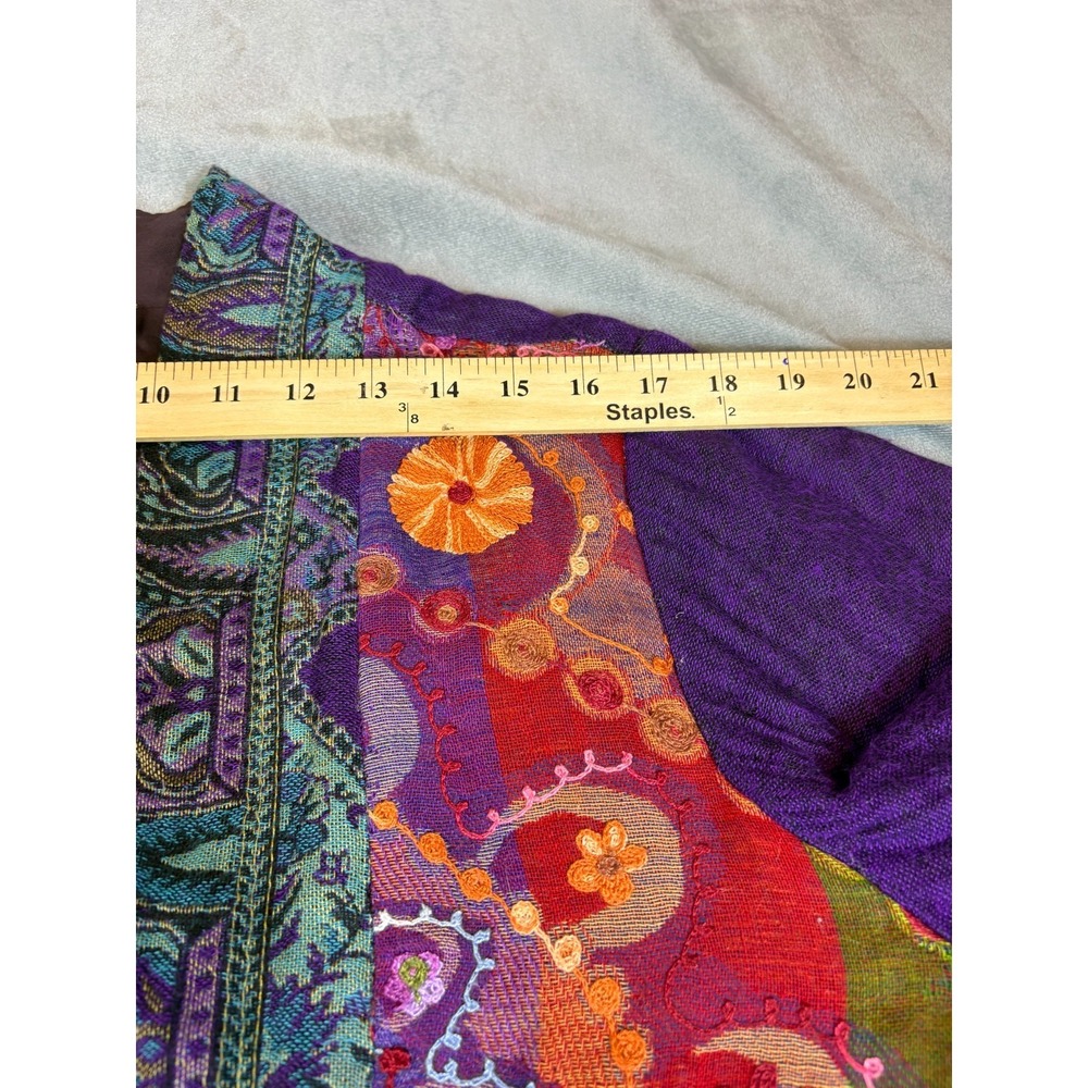 Soft‎ Surroundings Embroidered Wool Patchwork Jacket Boho Ethnic Lightweight 1X - Picture 14 of 16
